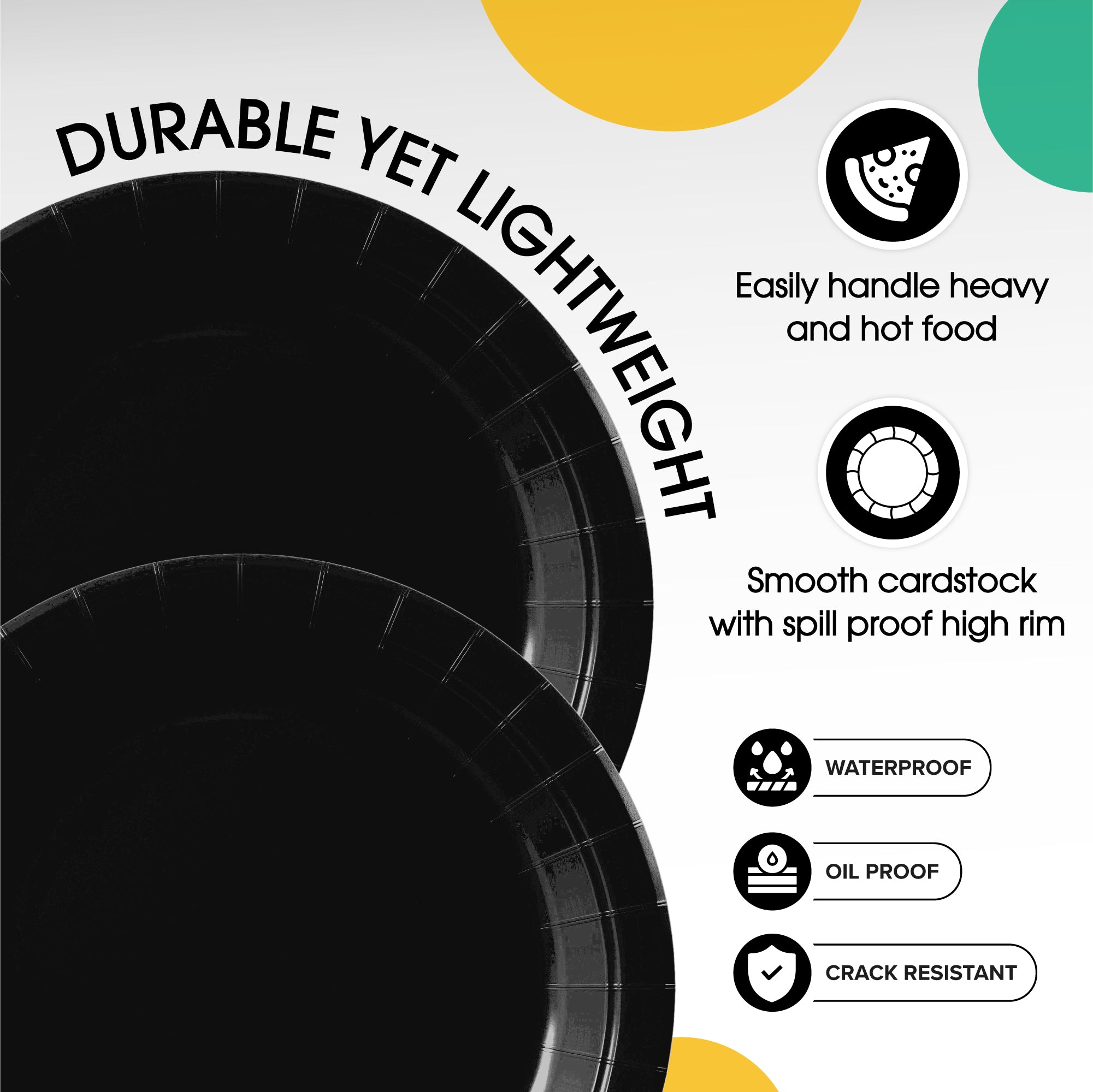 7 in. Black Paper Plates | 50 Ct.