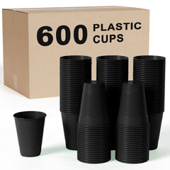 12 Oz. Black Plastic Cups | Case of 600