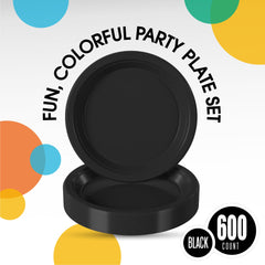 10 In. Black Plastic Plates | Case of 600