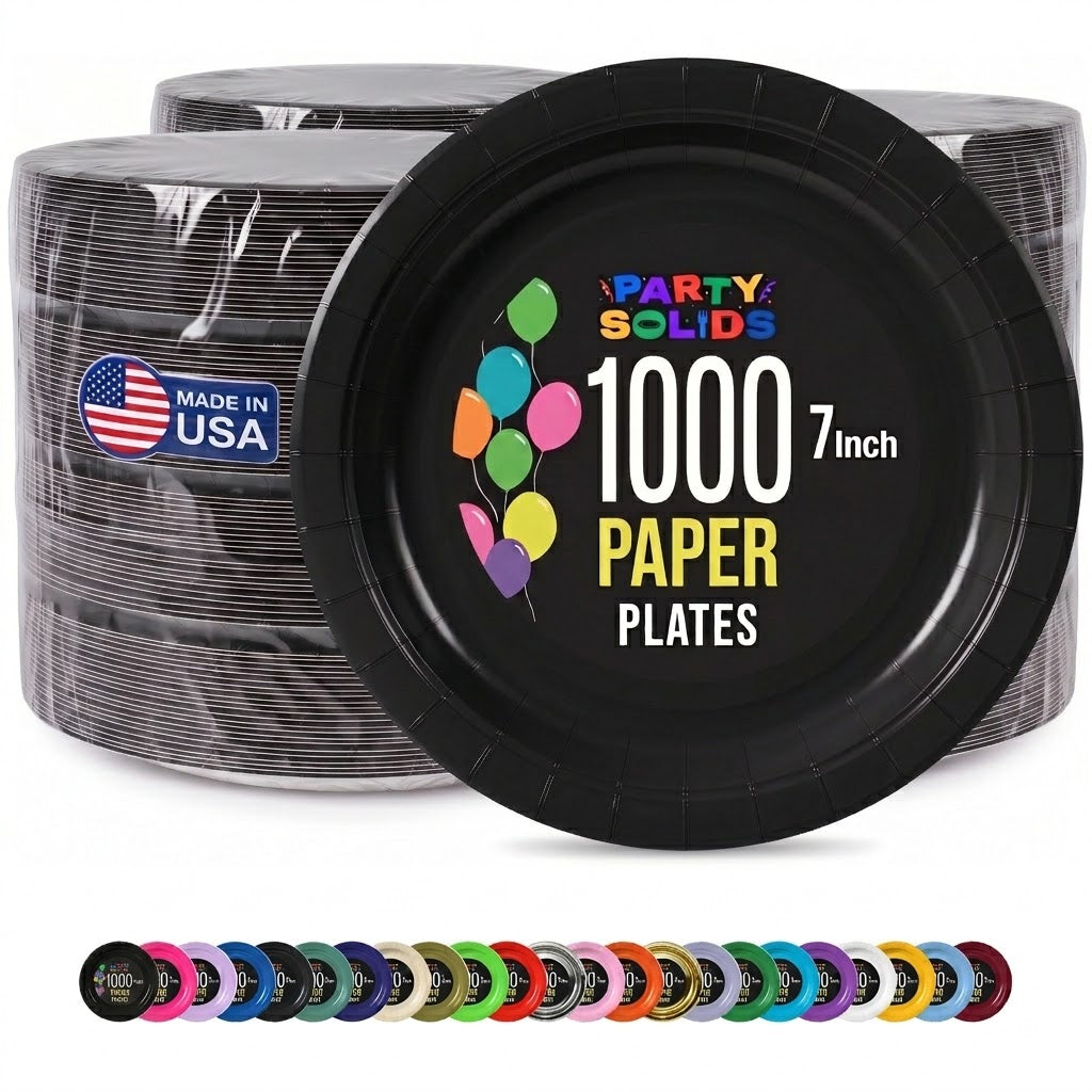 7 in. Black Paper Plates | Case of 1000