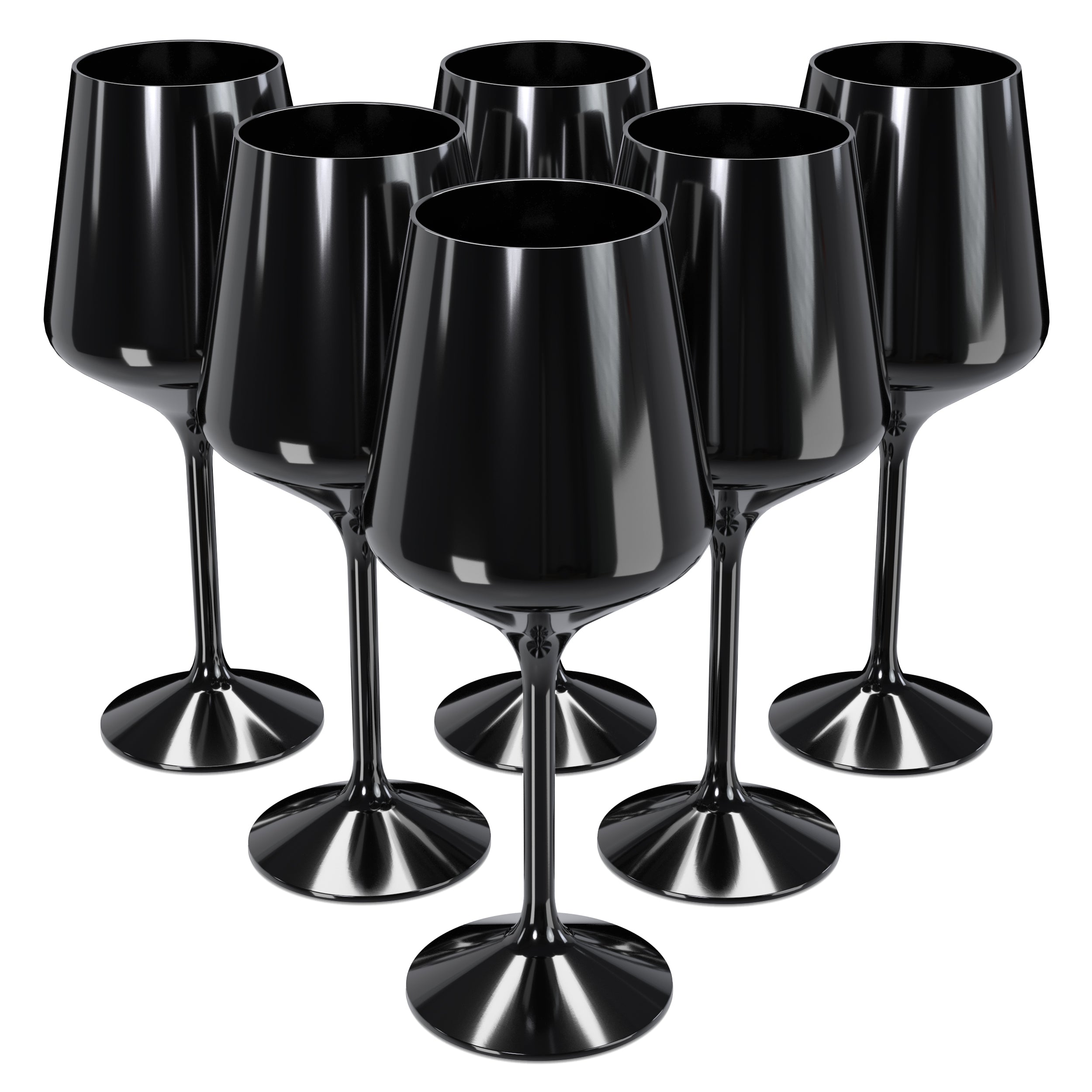 16 Oz. Black Stemmed Wine Glasses | 6 Count