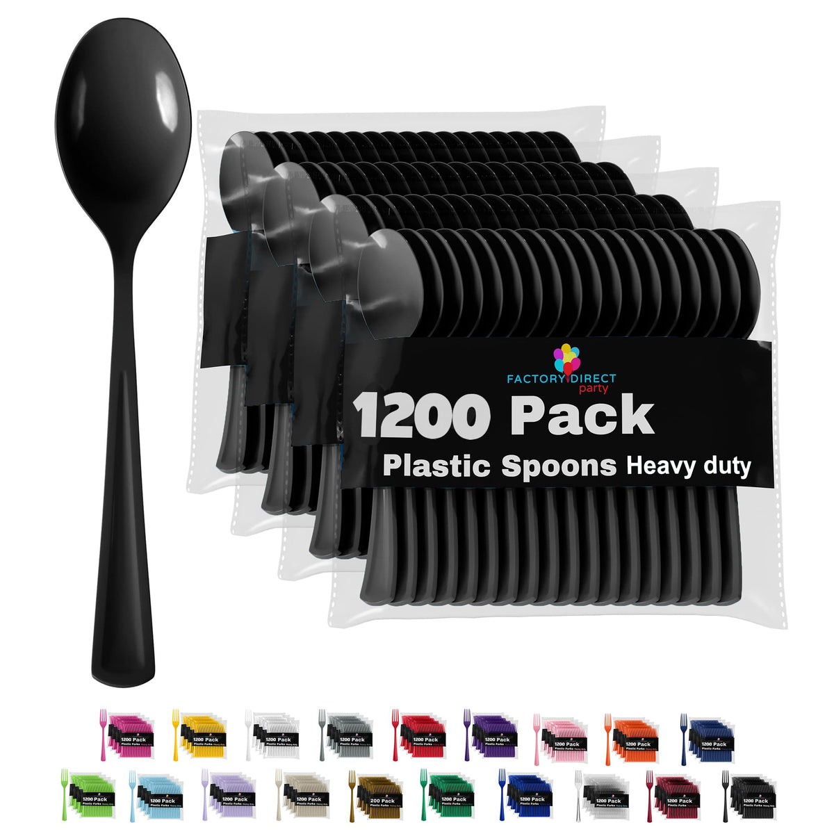 Heavy Duty Black Plastic Spoons | Case of 1200