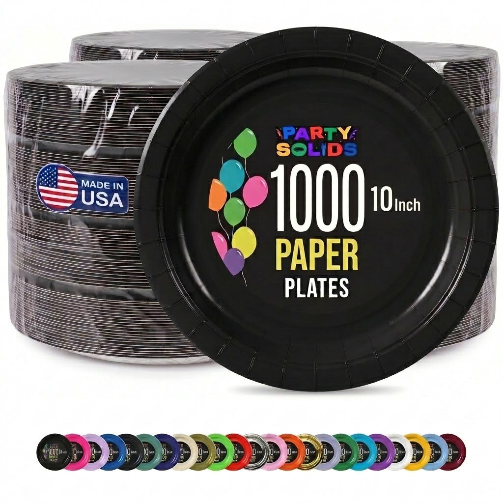 10 in. Black Paper Plates | Case of 1000