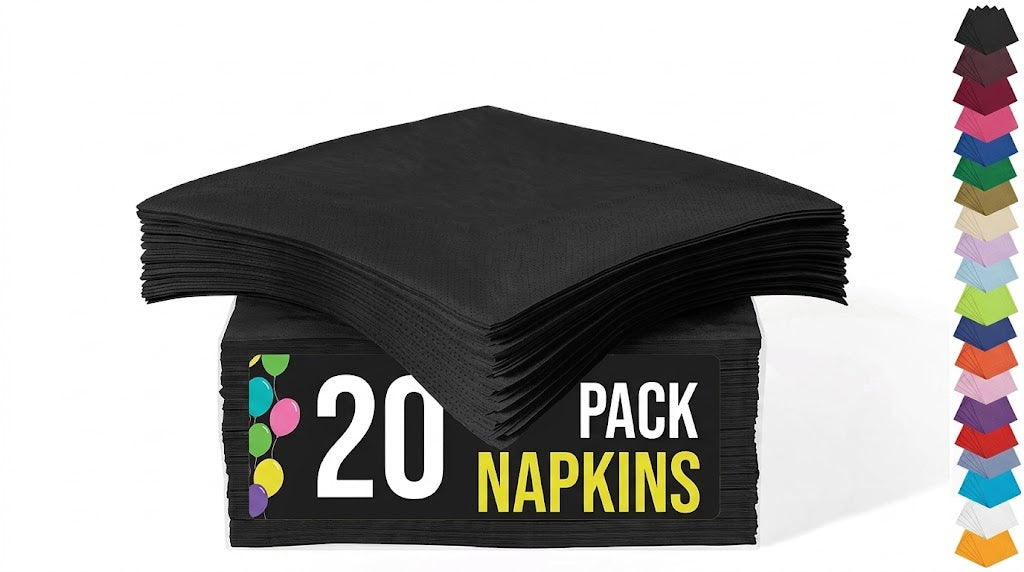 Black Luncheon Napkins | 6.75 in. X 6.75 in. | 20 Count