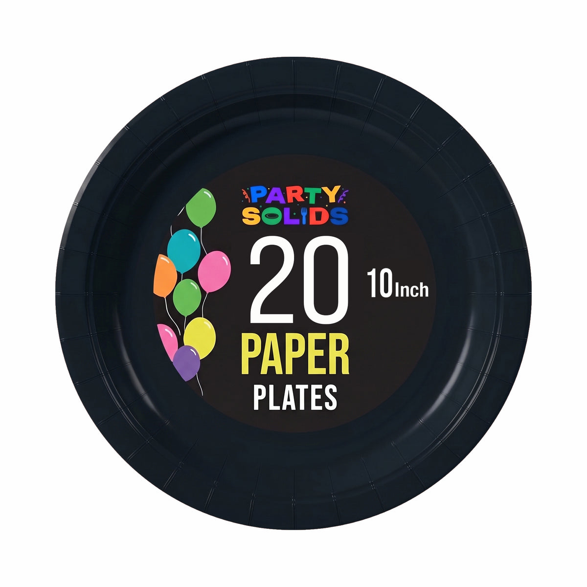 10 In. Black Paper Plates - 20 Ct.