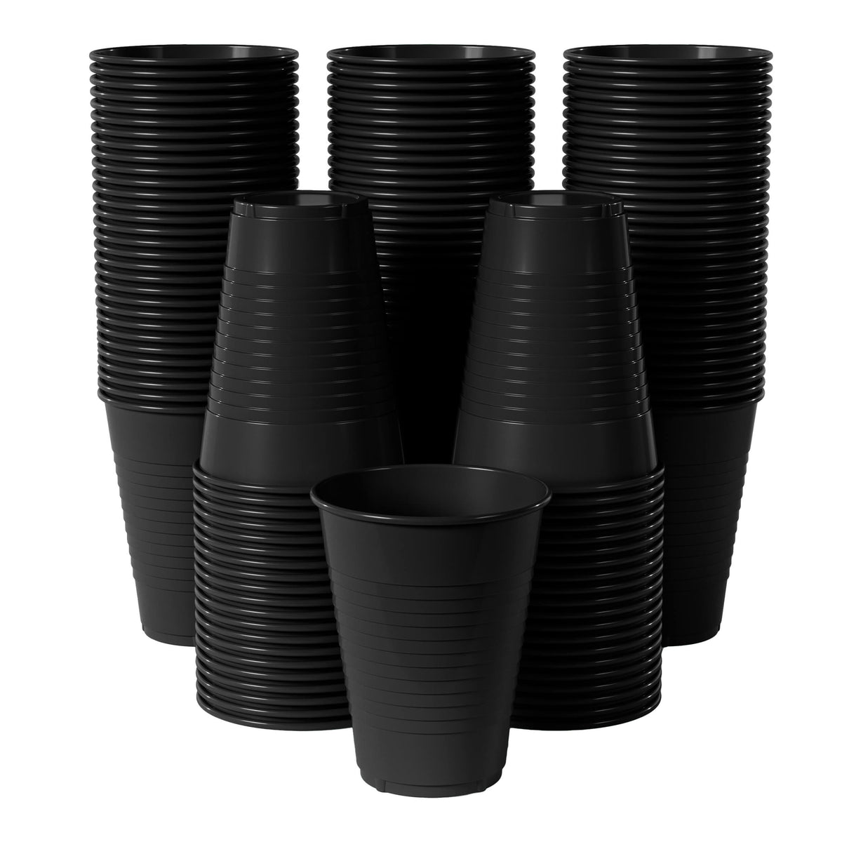 12 Oz. Black Plastic Cups | 100 Count