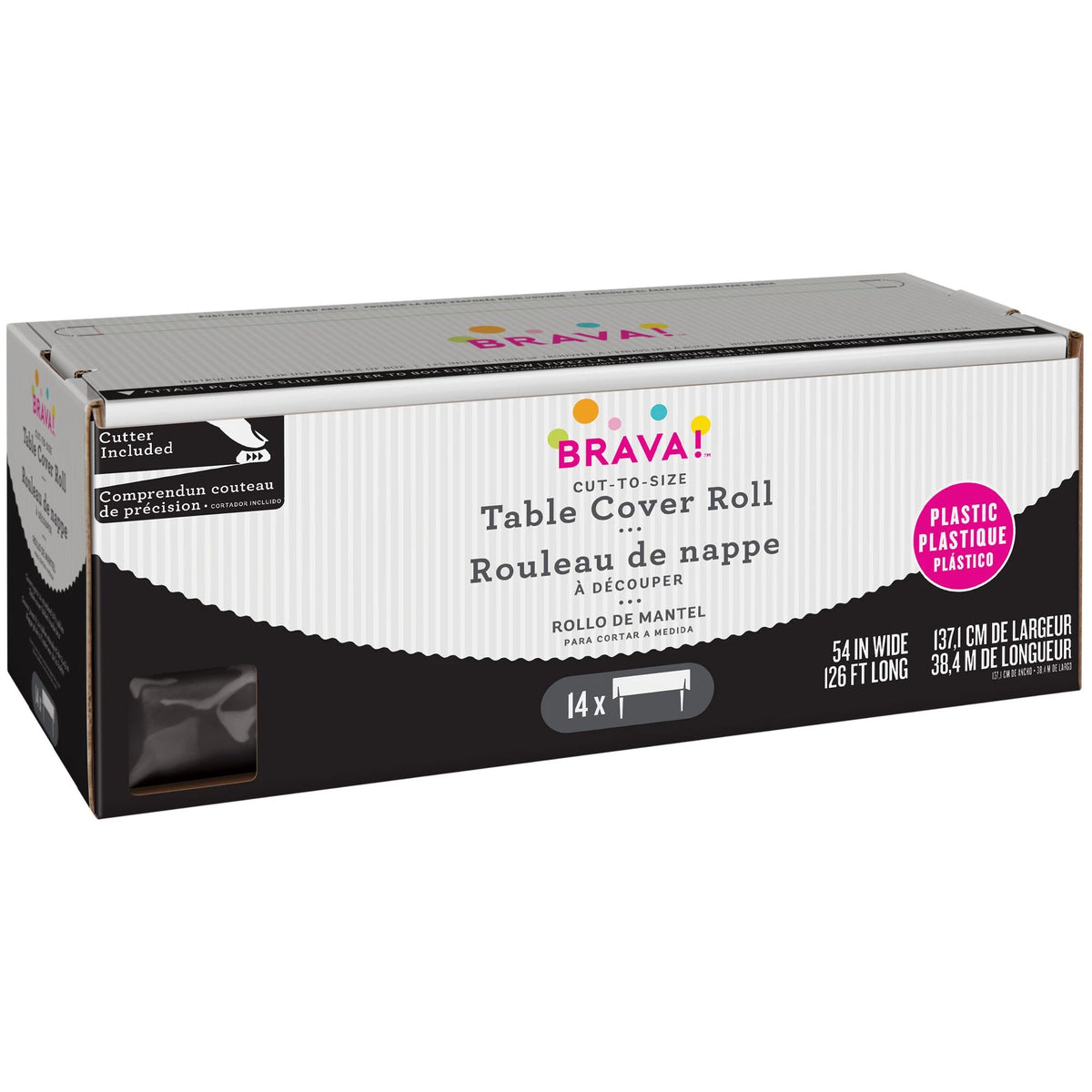 Black Plastic Table Cover Roll with Cutter - 54 x 126 ft