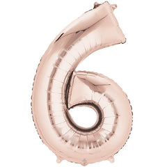 Rose Gold Number "6" SuperShape Foil Balloon | 34"