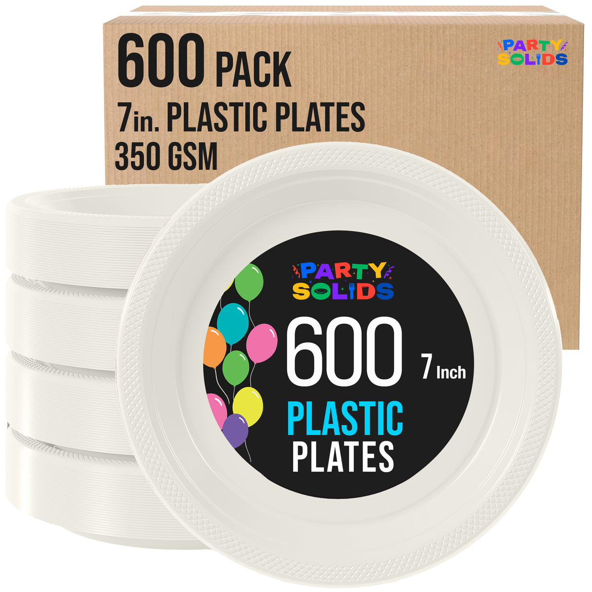 7 in. Ivory Plastic Plates | Case of 600