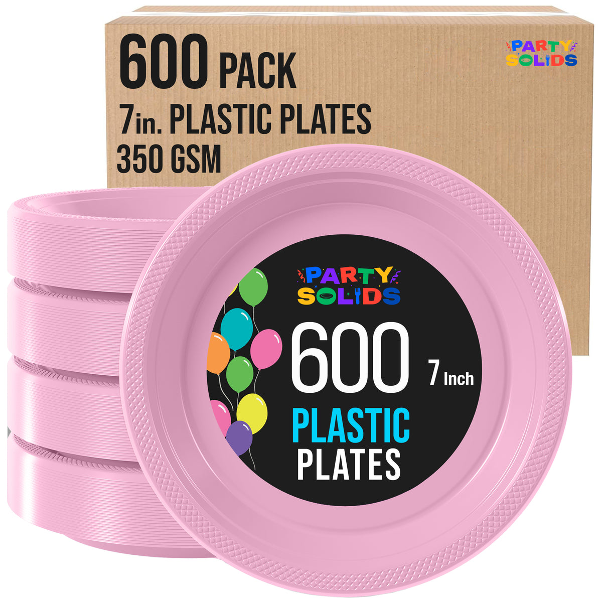 7 in. Pink Plastic Plates | Case of 600
