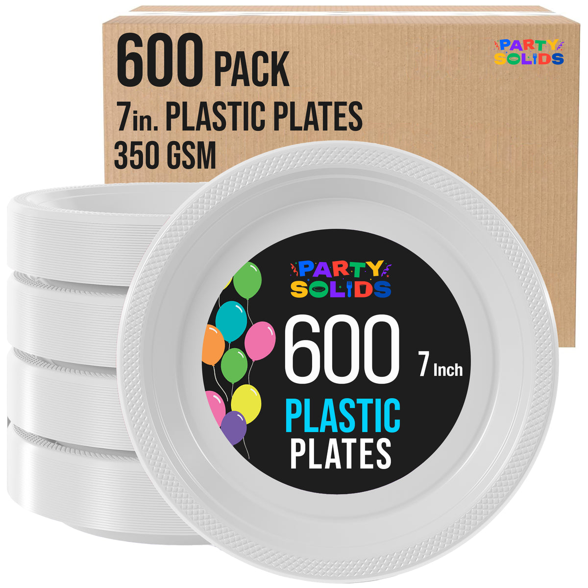 7 in. White Plastic Plates | Case of 600