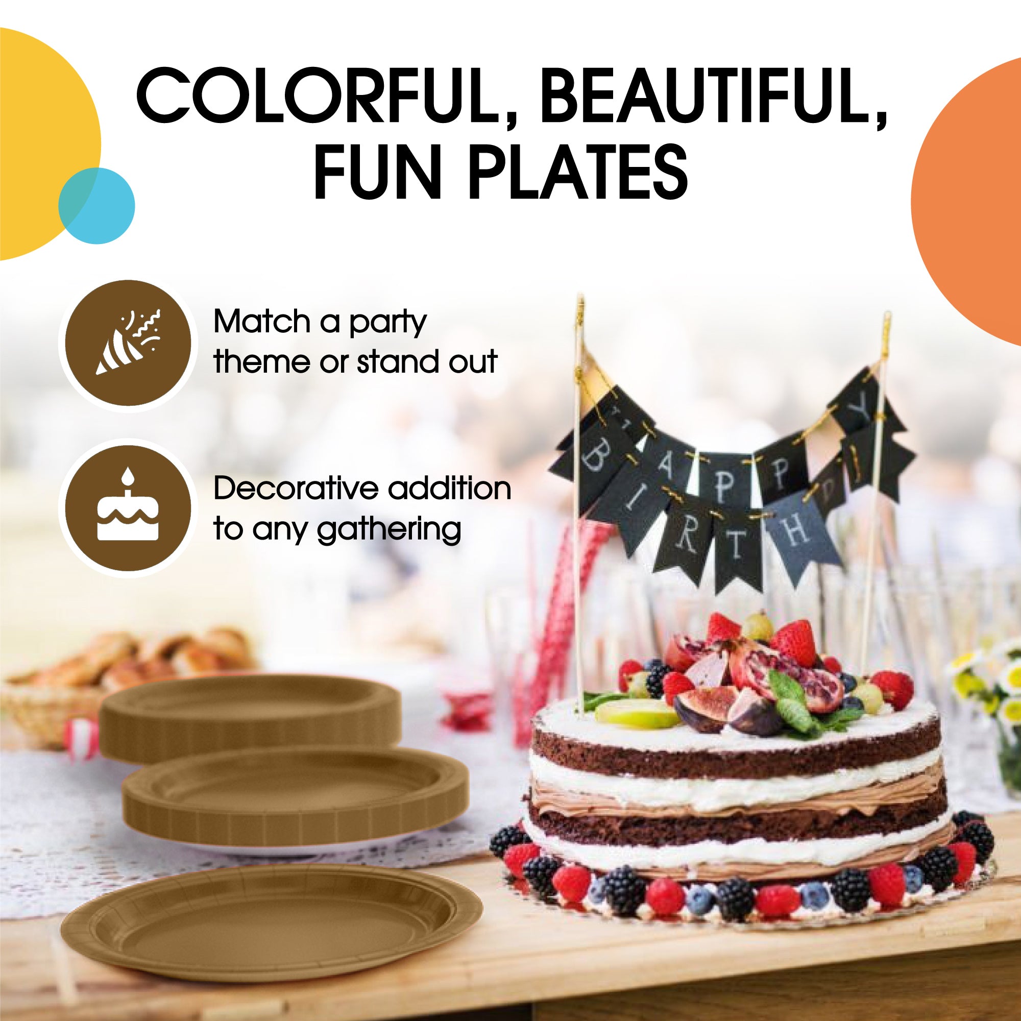 10 In. Bronze Paper Plates - 20 Ct.