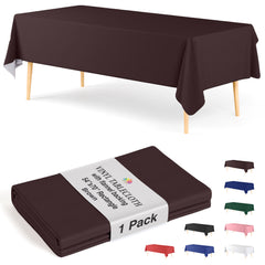 Brown Flannel Backed Plastic Table Cover 54 in. x 70 in.