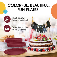 9 In. Burgundy Paper Plates - 20 Ct.