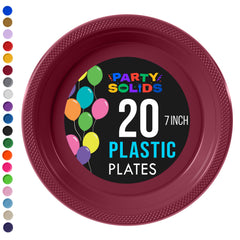 7 in. Burgundy Plastic Plates | 20 Ct.