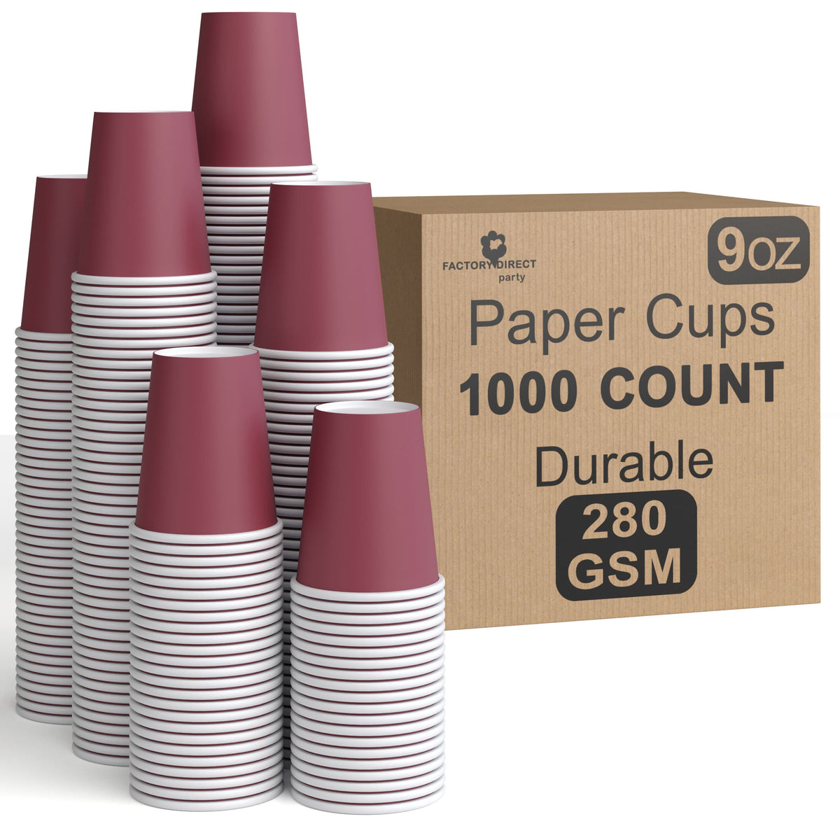 9 Oz. Burgundy Paper Cups | Case of 1000