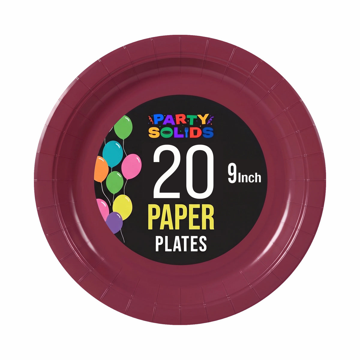 9 In. Burgundy Paper Plates - 20 Ct.