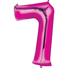 Bright Pink Number "7" Foil Balloon | 34"