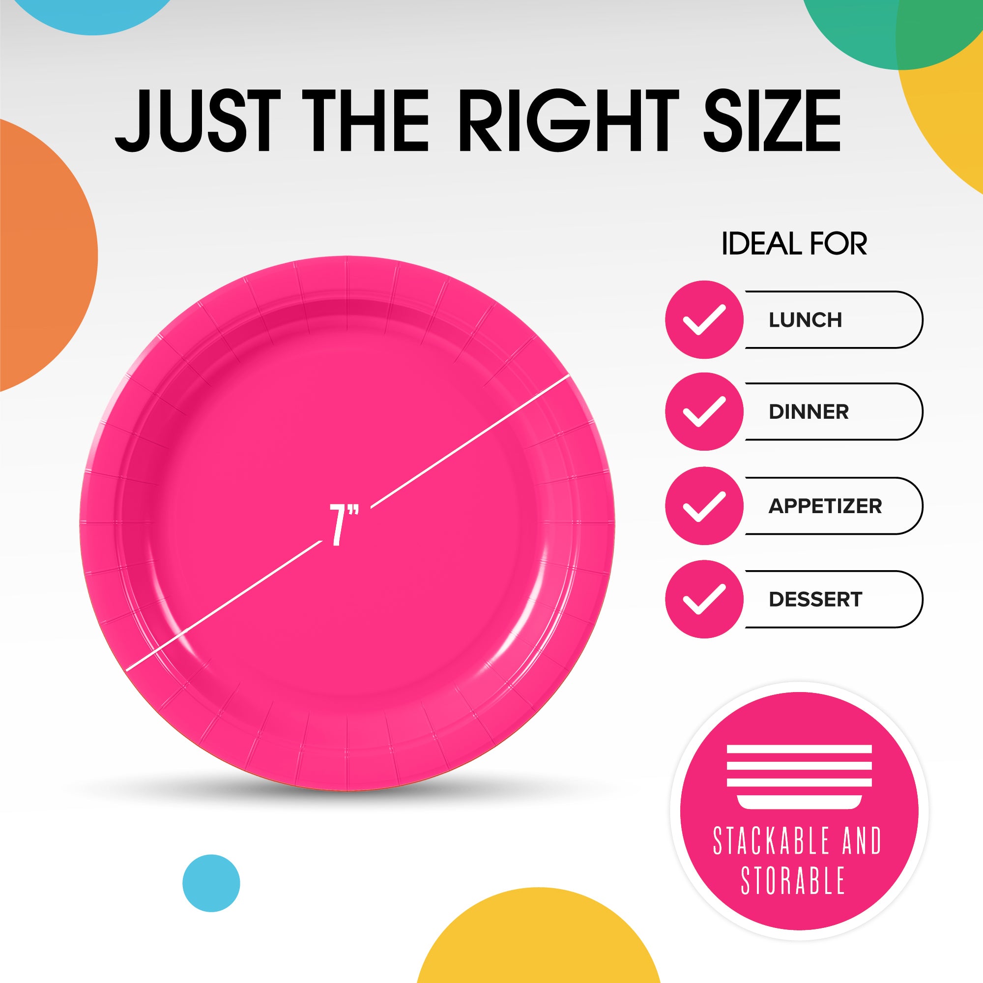 7 In. Cerise Paper Plates - 20 Ct.