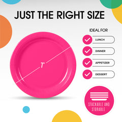 7 In. Cerise Paper Plates - 20 Ct.
