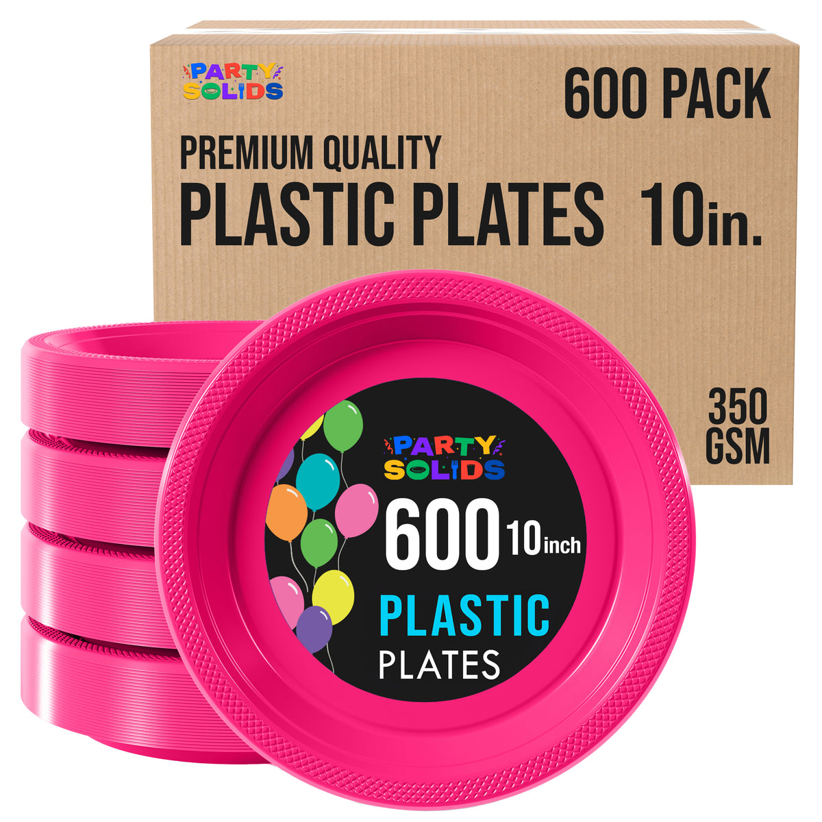 10 in. Cerise Plastic Plates | Case of 600