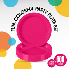 9 In. Cerise Plastic Plates | Case of 600