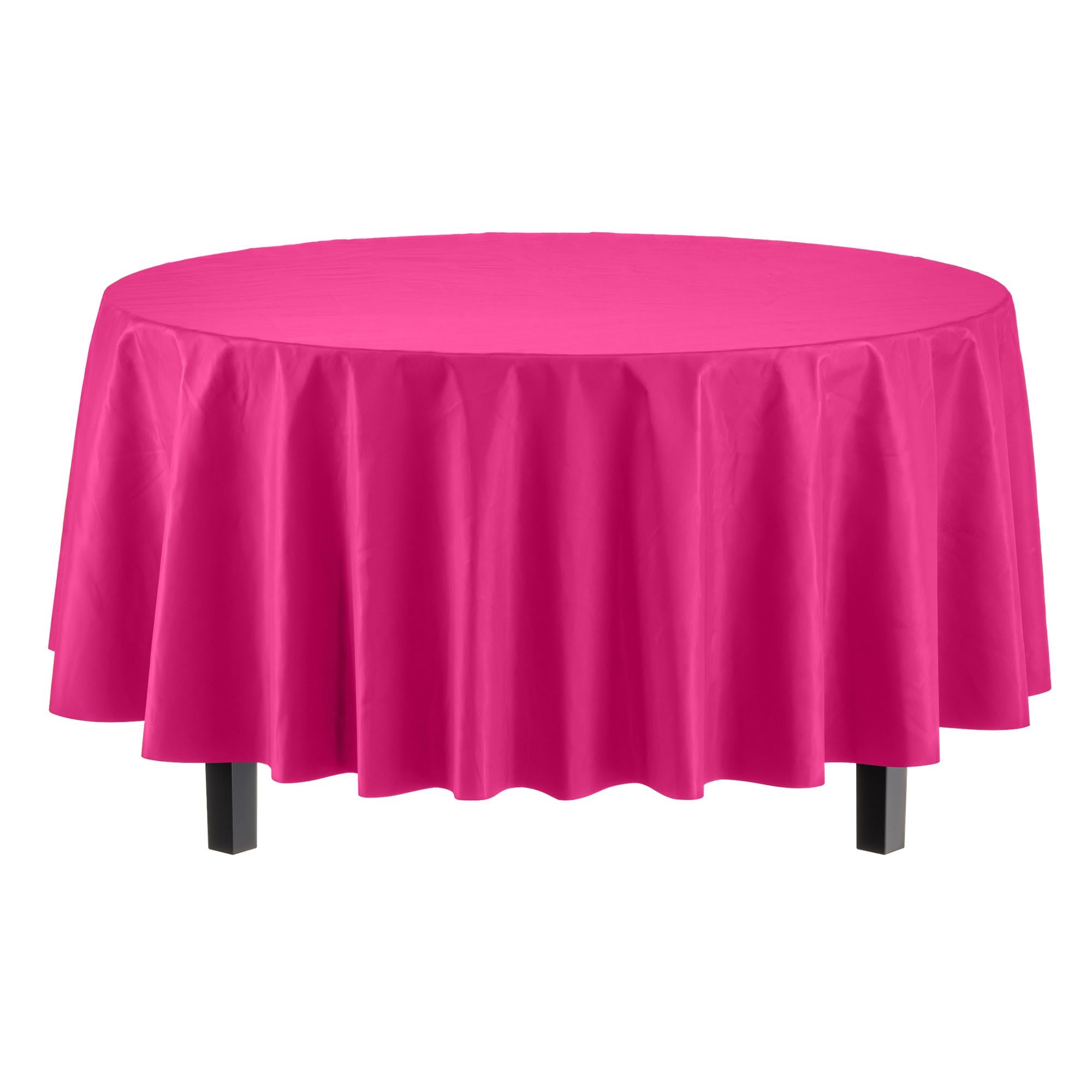 Round Cerise Plastic Table Covers | 6 Pack