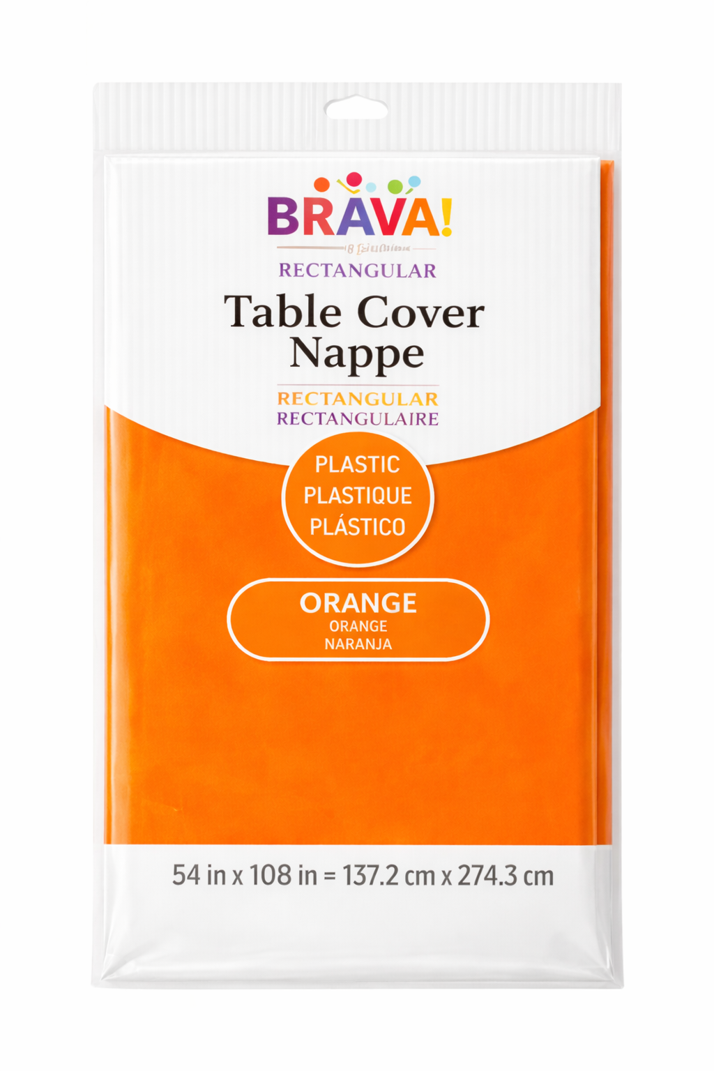 Vibrant Orange Plastic Table Cover - 54x108 Inches