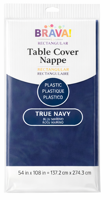 True Navy Plastic Table Cover - 54" x 108"