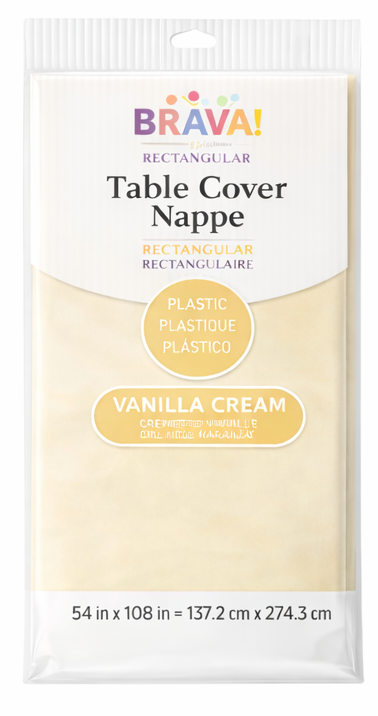 Vanilla Cream Rectangular Plastic Table Cover - 54x108 inches