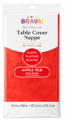 Apple Red Plastic Table Cover - 54" x 108"