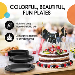 7 in. Black Plastic Plates | 20 Ct.