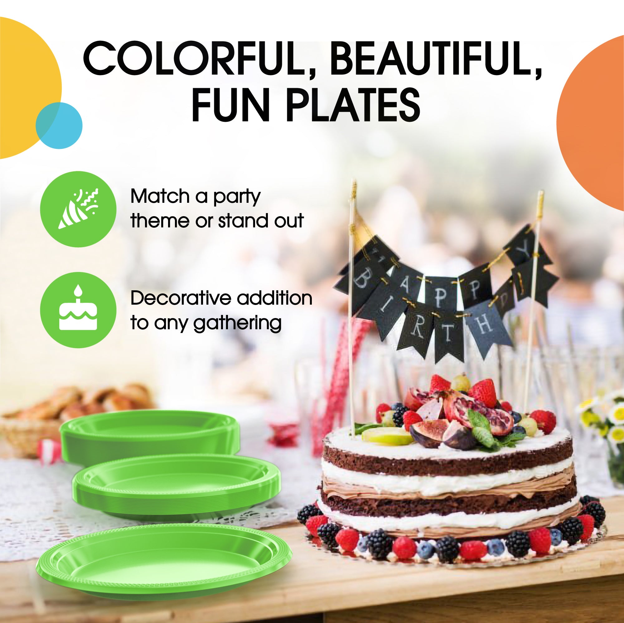 7 in. Lime Green Plastic Plates | Case of 600