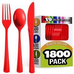 Red Cutlery Combo Set | 600 Forks 600 Spoons And 600 Knives