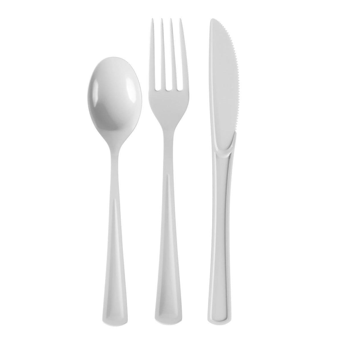 White Cutlery Combo Set | 50 Forks 50 Spoons And 50 Knives