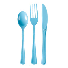 Light Blue Cutlery Combo Set | 50 Forks 50 Spoons And 50 Knives