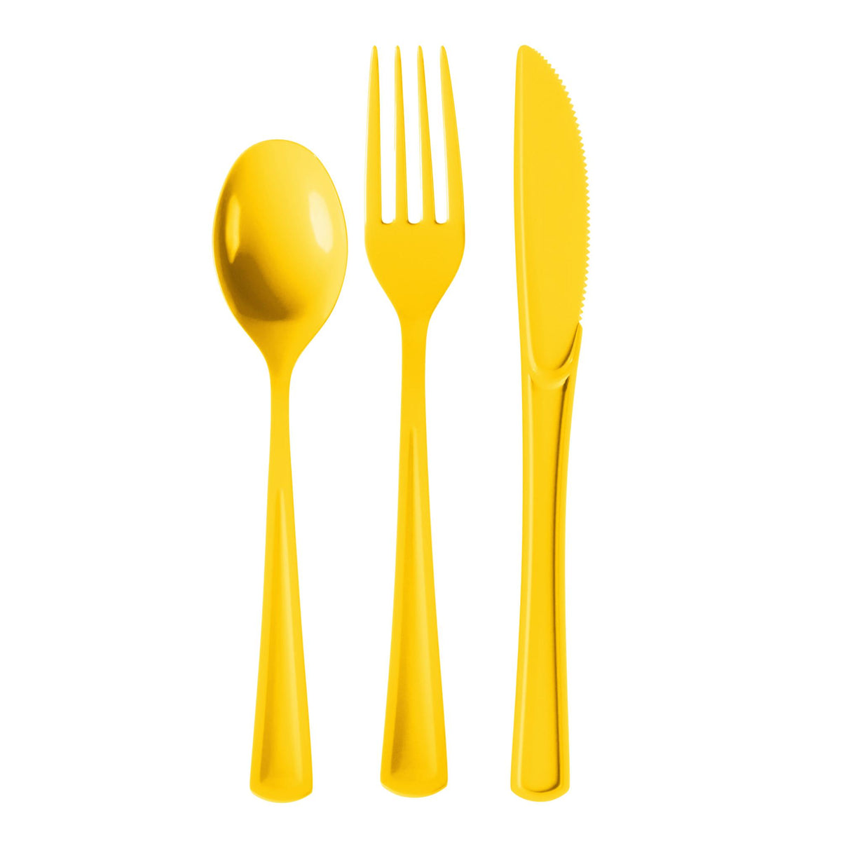 Yellow Cutlery Combo Set | 50 Forks 50 Spoons And 50 Knives