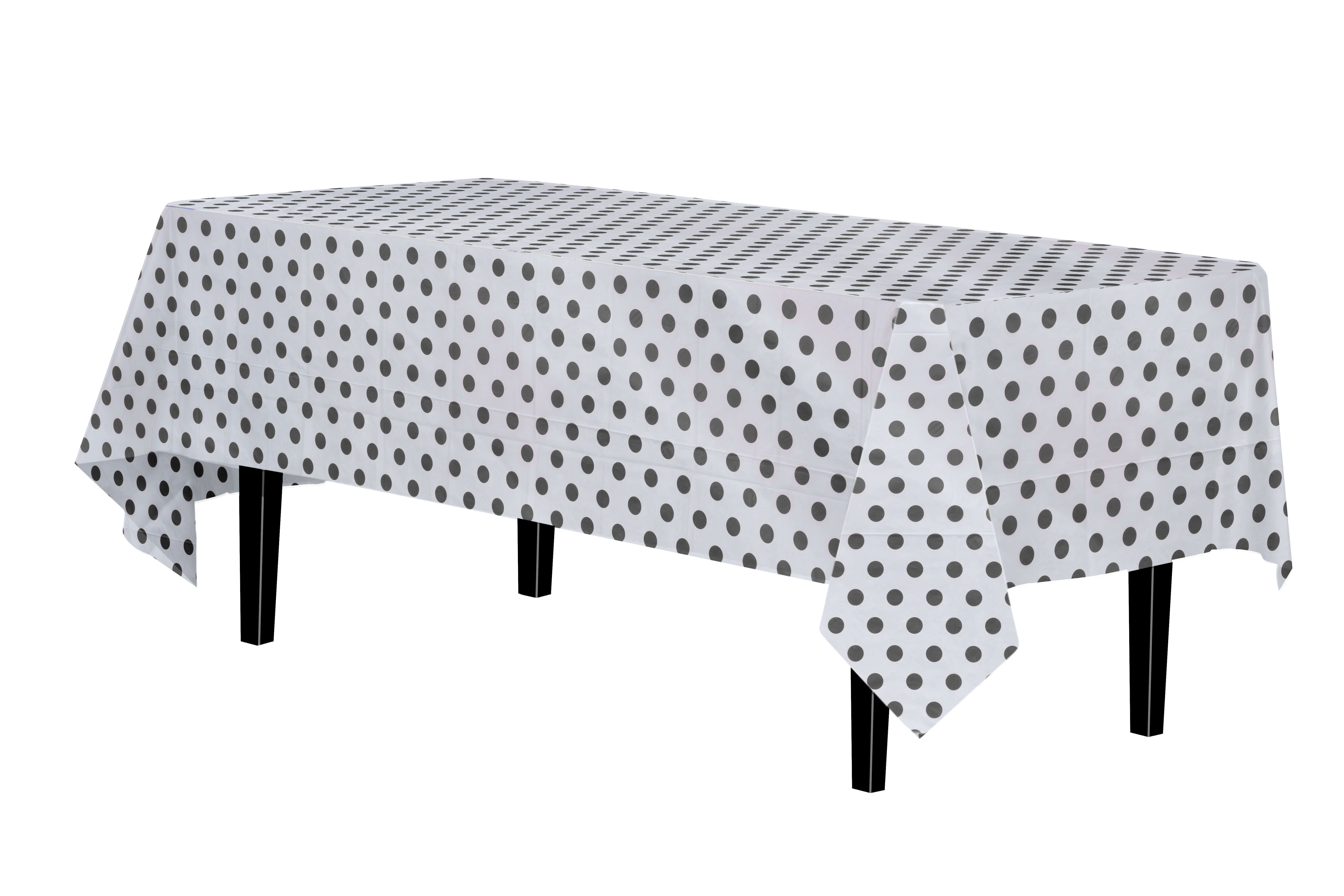 Black Polka Dot Plastic Table Cover