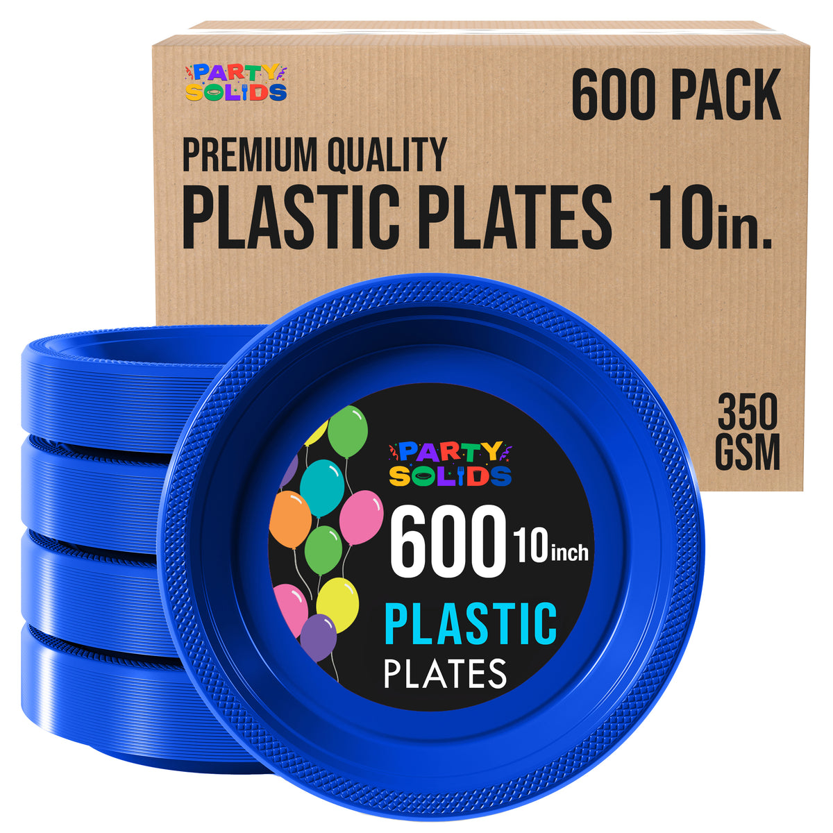 10 in. Dark Blue Plastic Plates | Case of 600