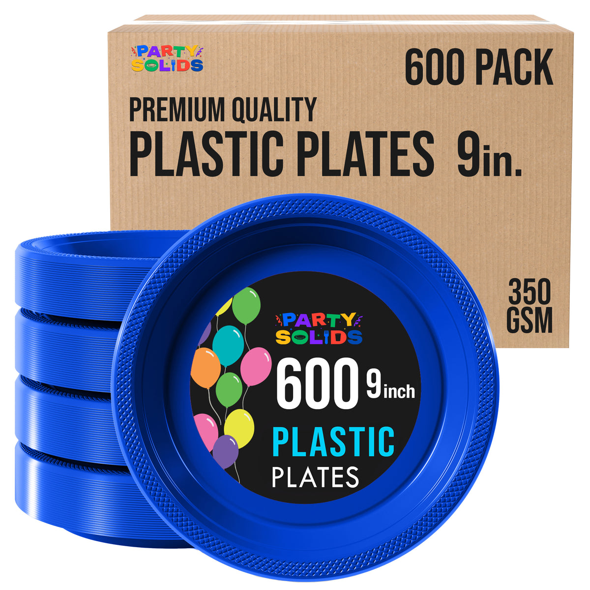 9 in. Dark Blue Plastic Plates | Case of 600