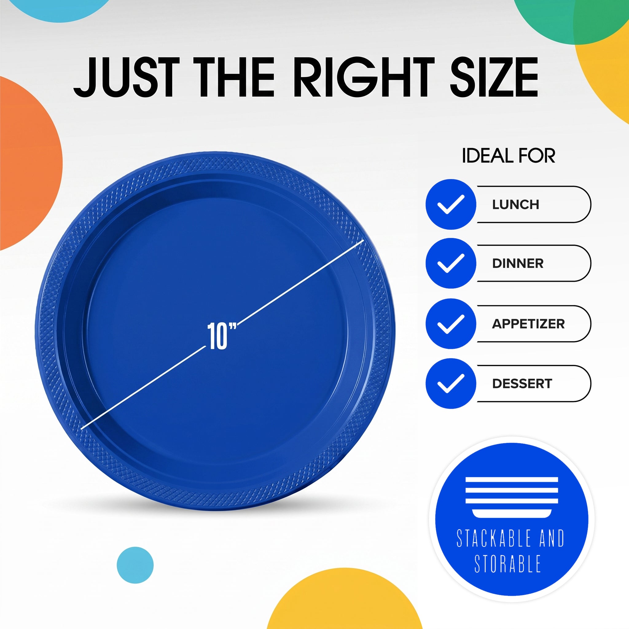 10 in. Dark Blue Plastic Plates | Case of 600