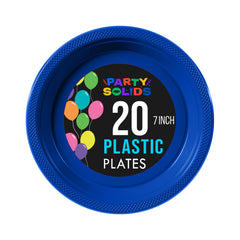 7 In. Dark Blue Plastic Plates - 20 Ct.
