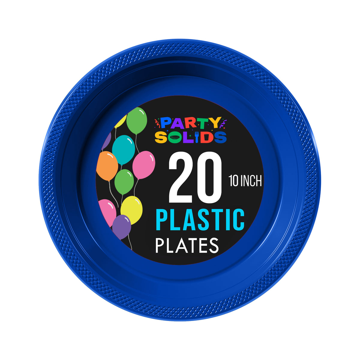 10 In. Dark Blue Plastic Plates - 20 Ct.