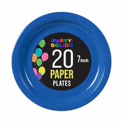 7 In. Dark Blue Paper Plates - 20 Ct.