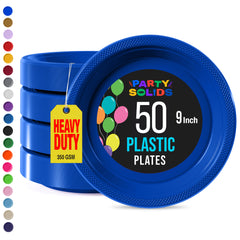9 in. Dark Blue Plastic Plates | 50 Count