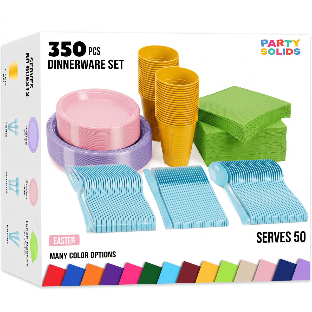 350 Pcs Pastel Disposable Tableware Set