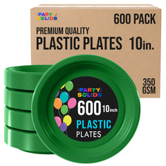 10 in. Emerald Green Plastic Plates | Case of 600