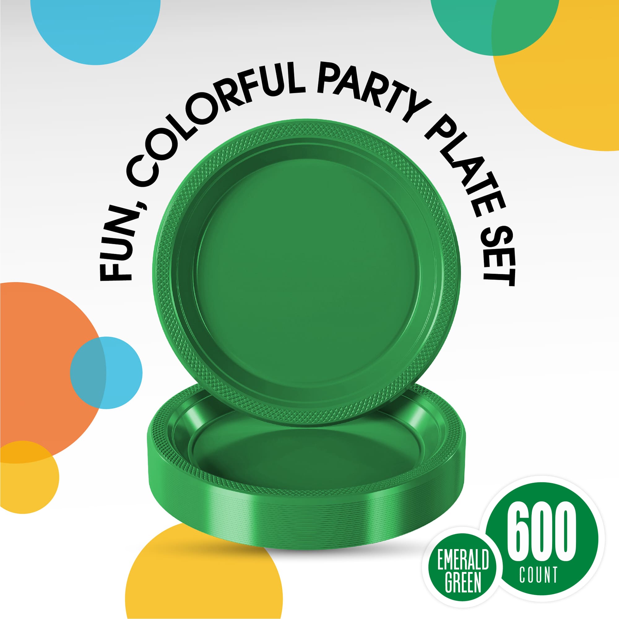 10 In. Emerald Green Plastic Plates | Case of 600