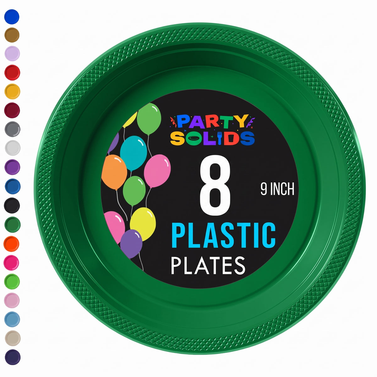 9 in. Dark Green Plastic Plates | 8 Count