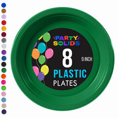 9 in. Dark Green Plastic Plates | 8 Count